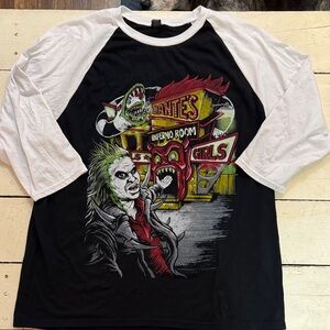Anvil Black and White Graphic Raglan Sleeve Shirt